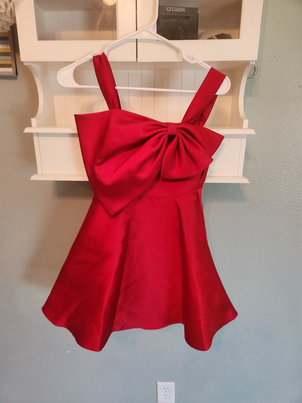Rare Editions Red Satin Bow-Front Formal Dress for Girls